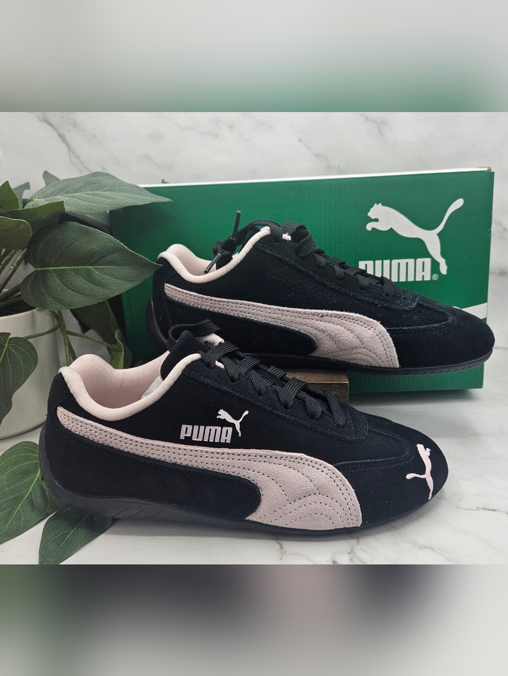 Puma Speedcat OG sneakers in the black and mauve mist colorway,"Black/Pink"
